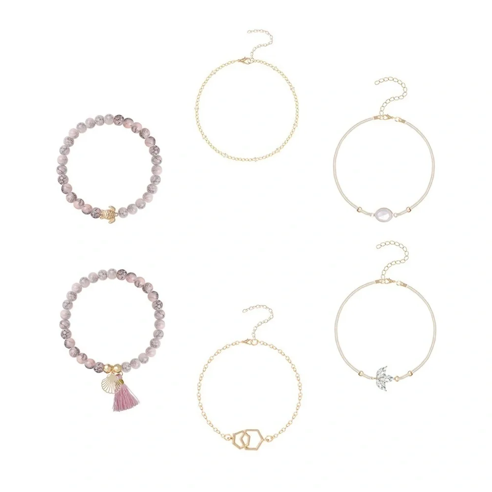 *NOLANI* 6-Pc Pink x Turtle Fashion Bracelet Set